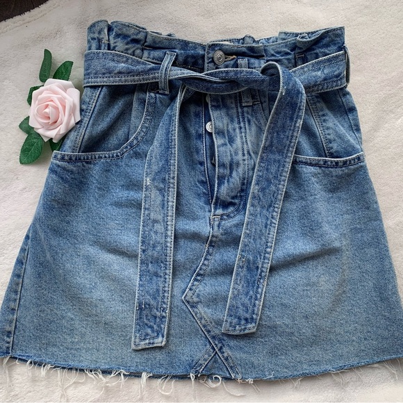 We The Free East of Eden Paperbag Belted Denim Skirt - Picture 2 of 7